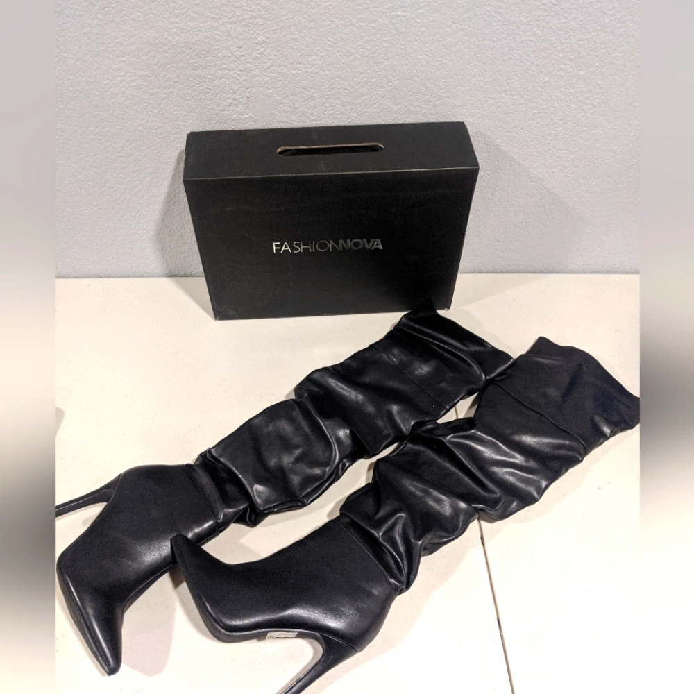 Halloween Fashion Black Boots Thigh High Costume Cosplay Dark Academia Goth